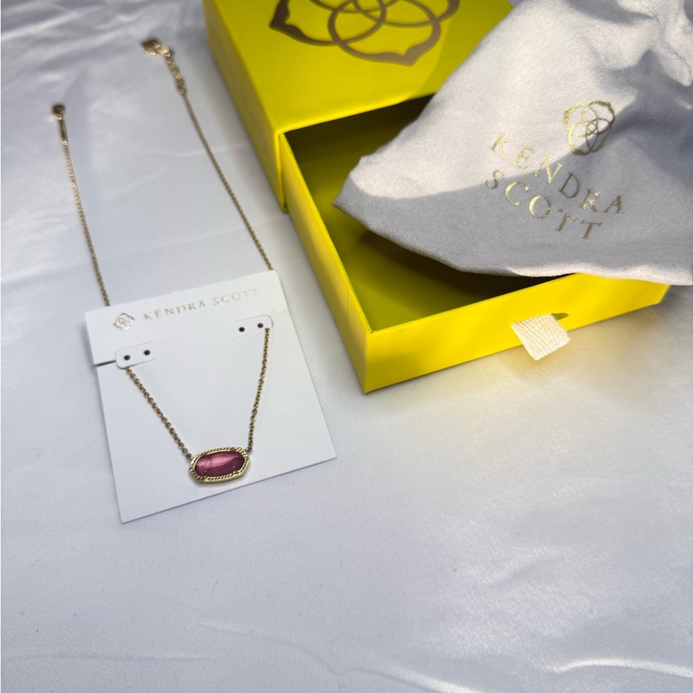 Kendra Scott Gold Necklace with Pink Stone